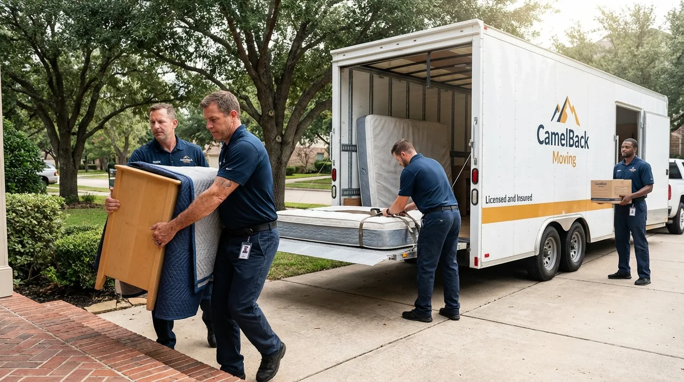 Crew loading residential truck for cross-state move from Beltsville, MD