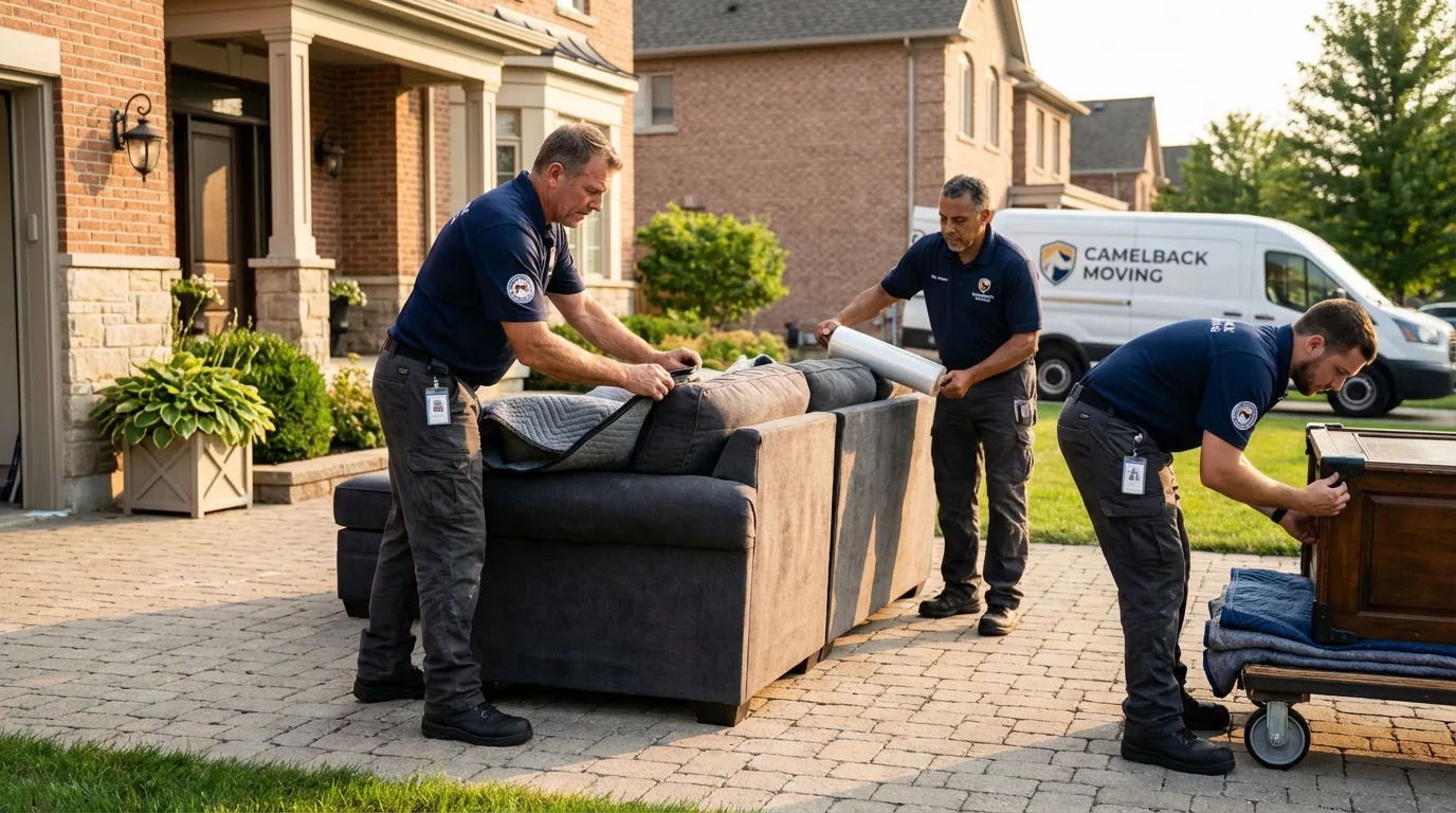 Large estate moving crew wrapping furniture in Beltsville, MD
