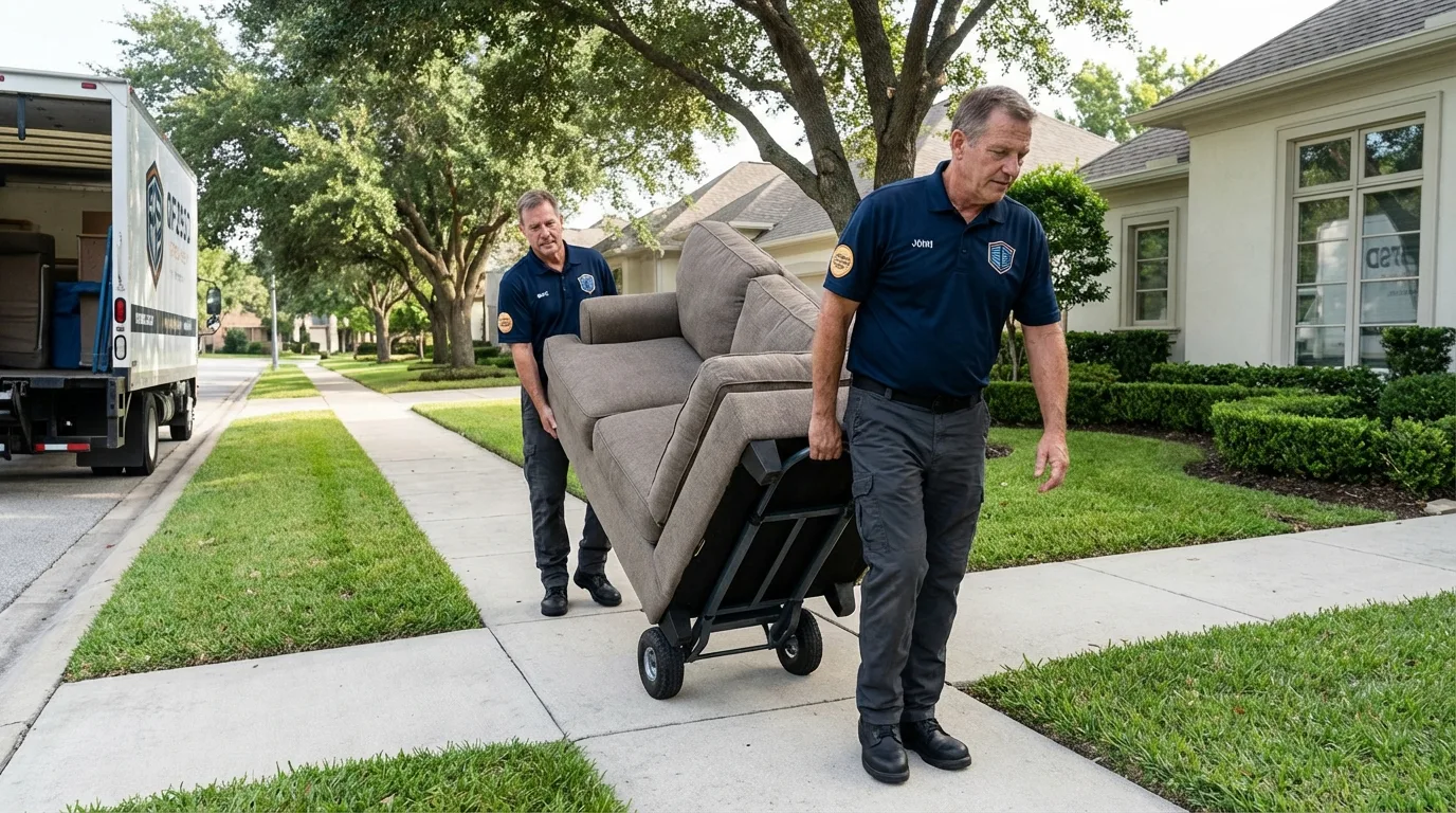 Local residential moving crew loading furniture in Beltsville, MD