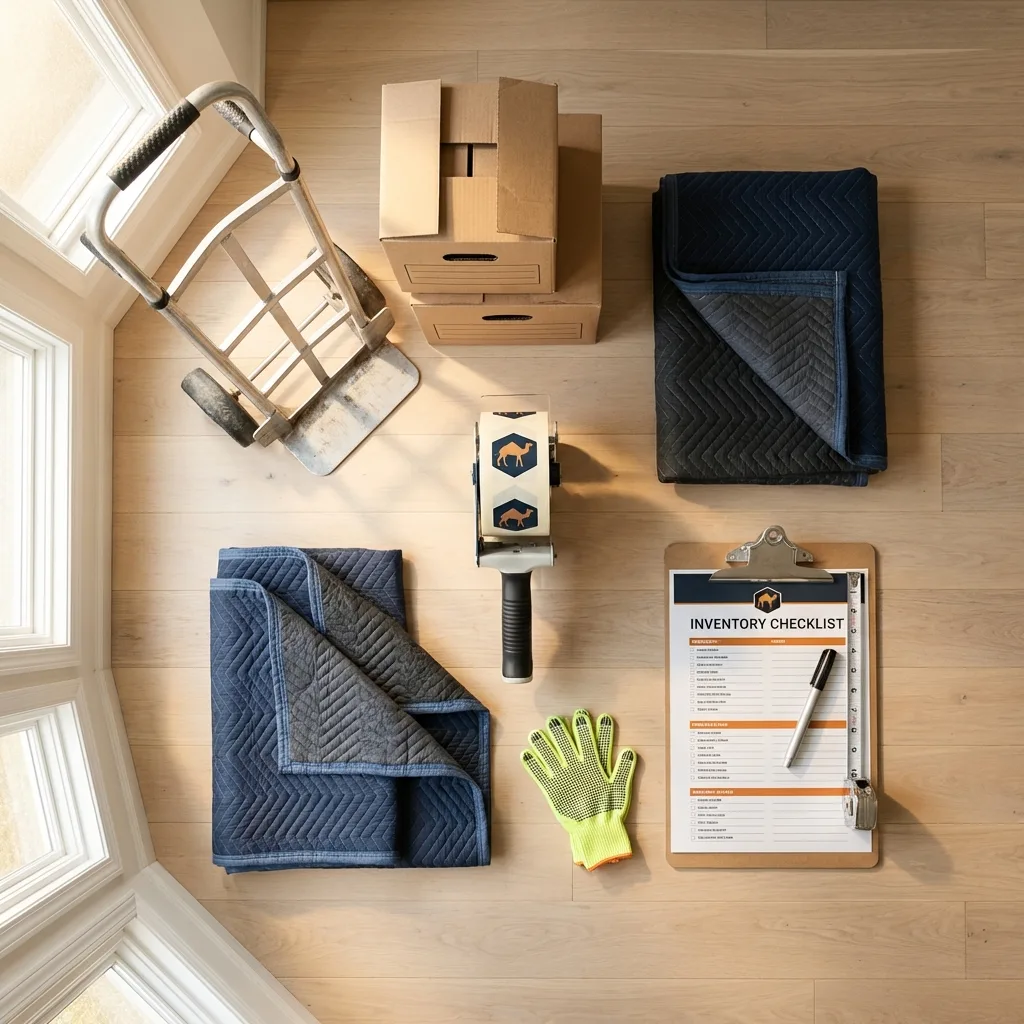 Professional moving supplies and packing materials layout for Beltsville residential relocations